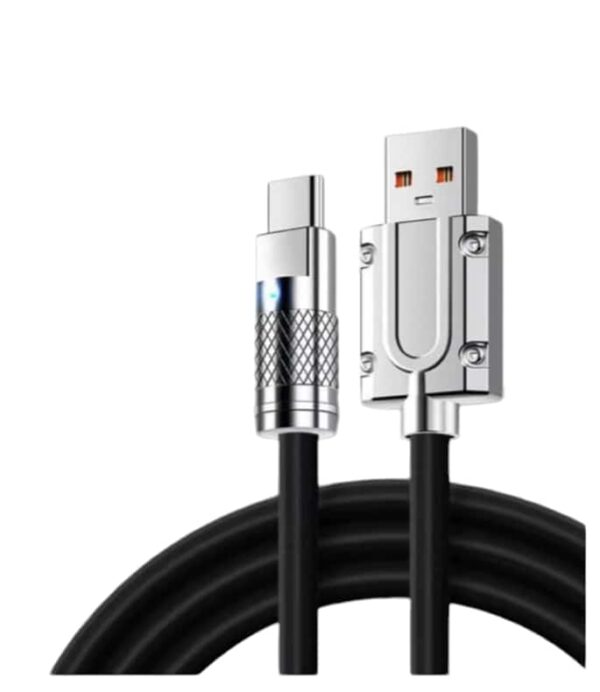 USB To Type C Zinc Alloy Liquid Silicone Charging Cable For Smartphones, Tablets, Laptops & Other Type C Devices 1M