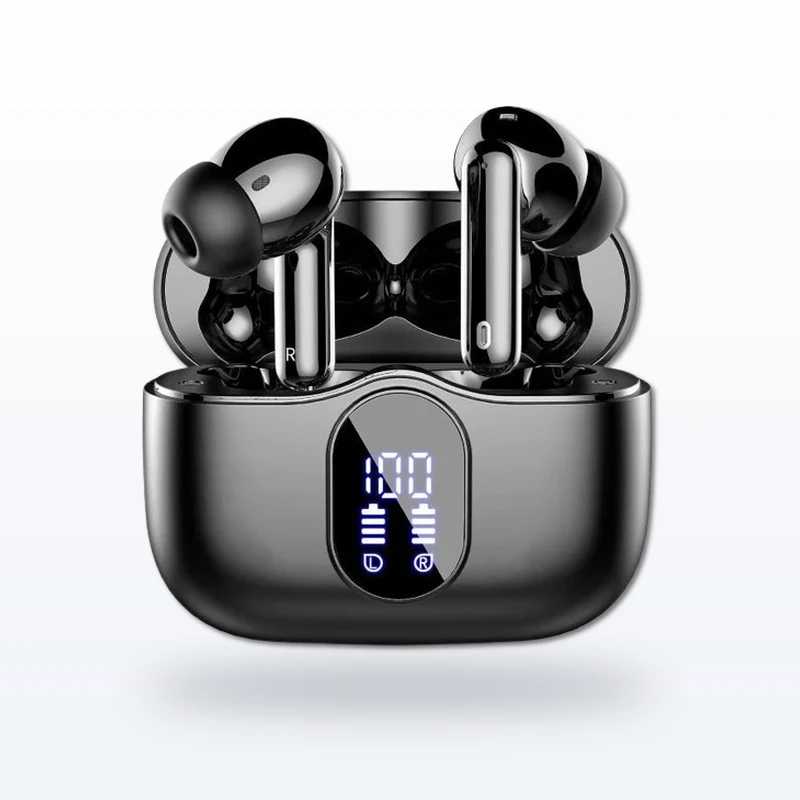 Pluggone Glossy Black Digital TWS Earbuds