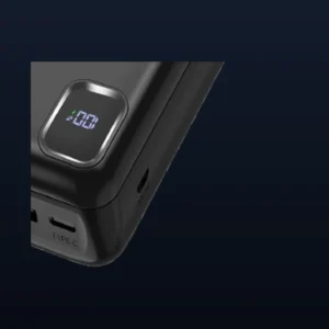 Close up of digital percentage screen on multi port digital power bank