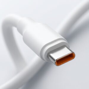 Pluggone white type c cable precision connector head with signature orange core